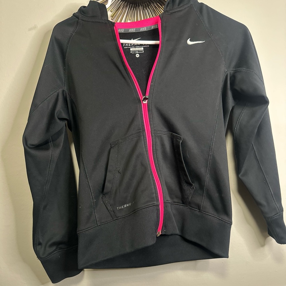 Nike Women's Black Jacket with Pink Trim